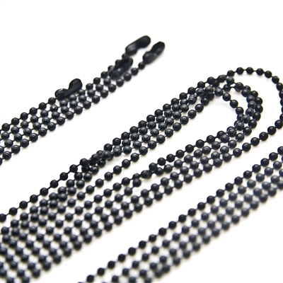 Black Ball Chain Necklace 24", 2.4mm beads