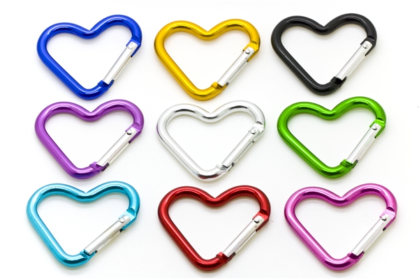 1.75" Heart Shaped Carabiner Clip Key Chain