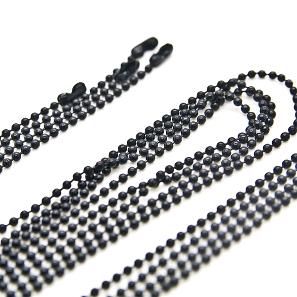 Black Ball Chain Necklace 24", 2.4mm beads
