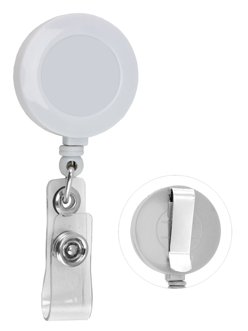 ROUND RETRACTABLE ID BADGE REEL WITH PVC STRAP & BELT CLIP - PLAIN